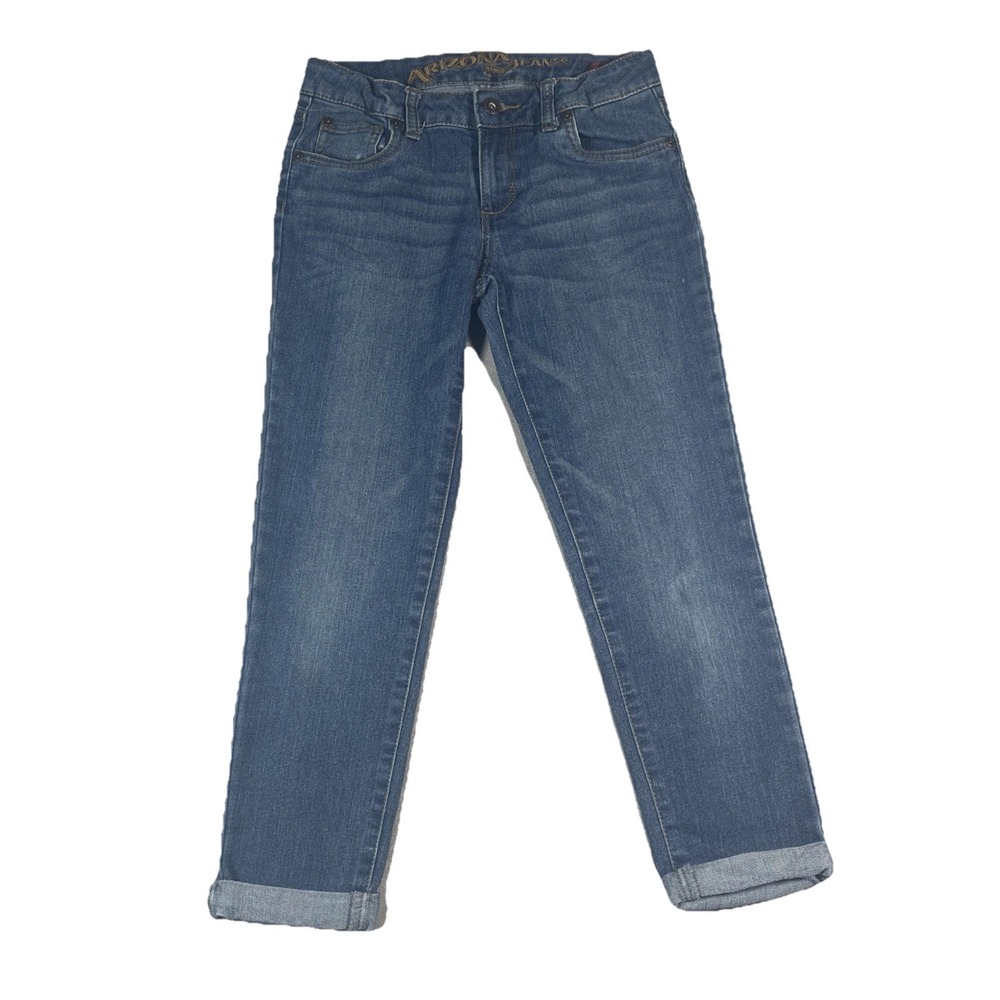 Arizona Jean Co Girls Crop Skinny Jeans Size 12 Reg Medium Wash Blue Denim